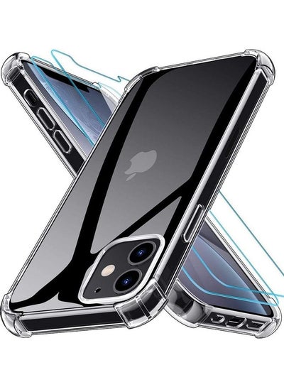 Buy Protective Case Cover For Apple iPhone 12 Pro Max Case With 2-Piece Screen Protector Clear in UAE