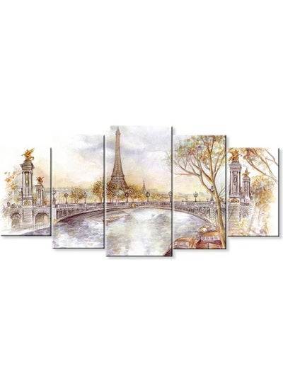 Buy 5-Piece Contemporary Design Framed Vinyl Tableau Multicolor 150x80cm in Egypt