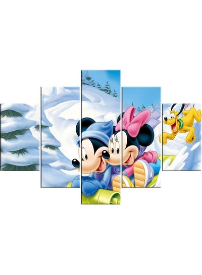 Buy 5-Piece Cartoon Design Framed Vinyl Tableau Multicolor 120x80cm in Egypt