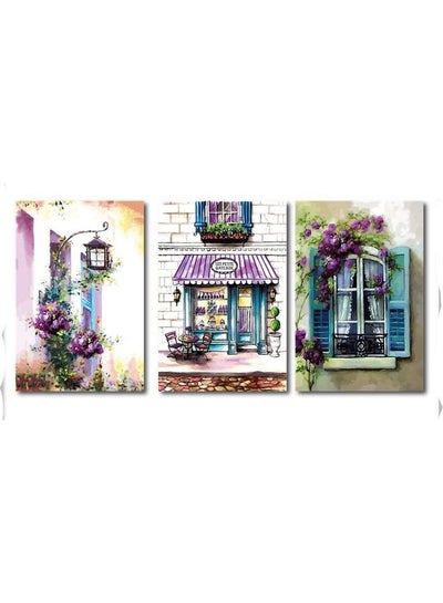 Buy 3-Piece Places Design Framed Vinyl Tableau Multicolor 60x120cm in Egypt