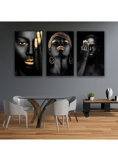 Buy 3-Piece Characters Design Framed Vinyl Tableau Multicolor 60x40cm in Egypt