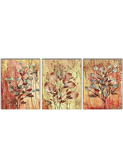 Buy 3-Piece Floral & Botanical Design Framed Vinyl Tableau Multicolor in Egypt