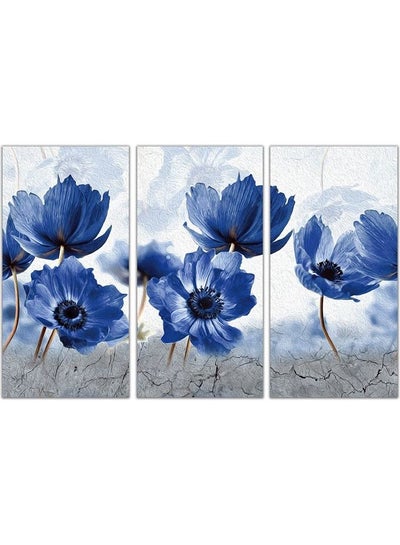 Buy 3-Piece Floral & Botanical Design Framed Vinyl Tableau Multicolor 60x90cm in Egypt