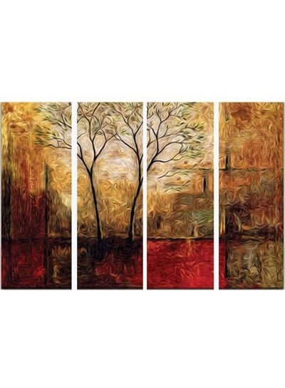 Buy 4-Piece Abstract Design Framed Vinyl Tableau Multicolor 150x80cm in Egypt