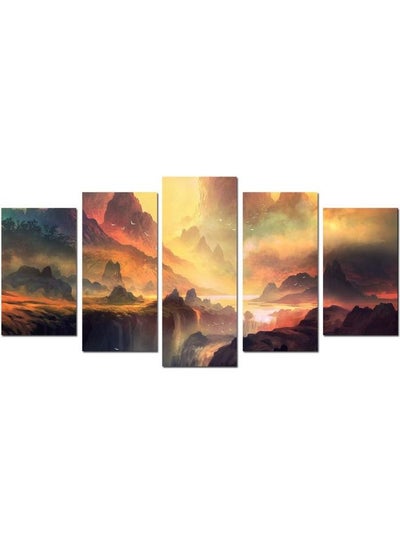 Buy 5-Piece Landscape & Nature Design Framed Vinyl Tableau Multicolor 150x80cm in Egypt