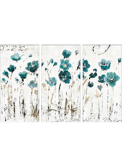 Buy 3-Piece Floral & Botanical Design Framed Vinyl Tableau Multicolor 100x150cm in Egypt