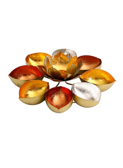 Buy Lotus Shapetable Top Tealight Holder Copper/Gold/Silver 45x45x13cm in UAE