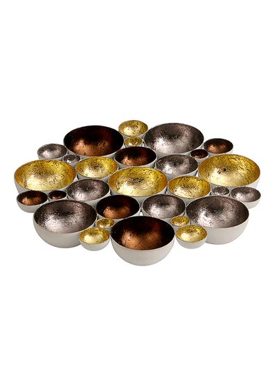 Buy Table Top Tealight Holder Gold/Silver/Brown 30 x 30 x 4cm in UAE