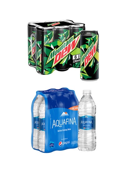 Buy Mountain Dew Carbonated Soft Drink Cans And Aquafina 330+500ml pack_of_12 in UAE