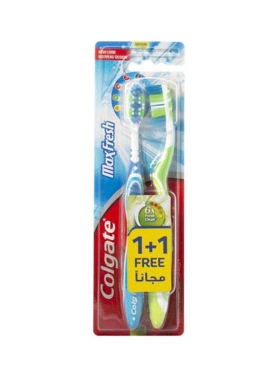 Buy 2-Piece MaxFresh Toothbrush Set Green/Blue/White in Saudi Arabia