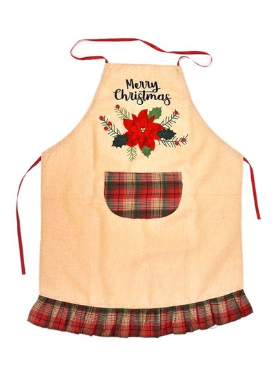 Buy Decorative Machine Embroidered Apron Beige/Red 8cm in Saudi Arabia