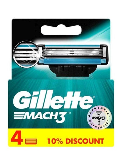 Buy 4 Piece Mach3 Razor Blades Blue/Silver in UAE