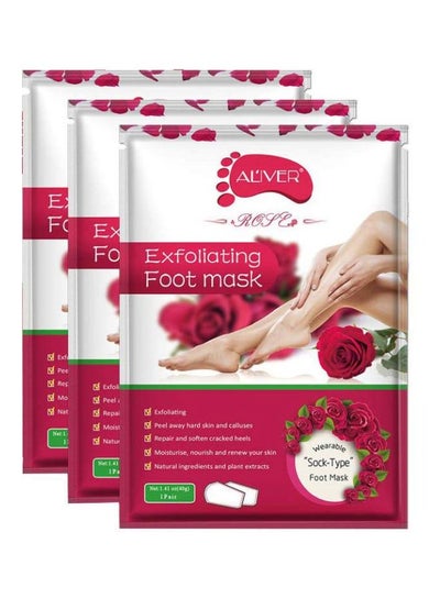 Buy Pack Of 3 Rose Exfoliating Foot Mask White in UAE