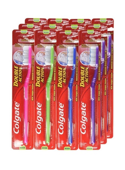 Buy Pack Of 12 Double Action Toothbrush Multicolour in UAE