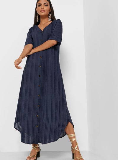 Buy Button Down Maxi Dress Navy in Saudi Arabia