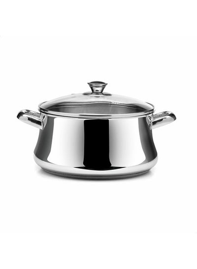 Buy Stainless Steel Cooking Stewpot With Glass Lid Silver 22cm in Egypt