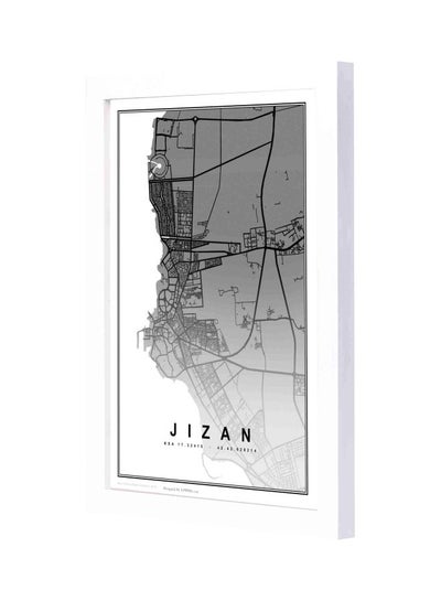 Buy Jizan Map Themed Wall Painting With Frame White 23x33x2cm in Saudi Arabia