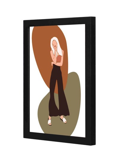 Buy Thinking Girl Themed Wall Painting With Frame Black 23x33x2cm in Saudi Arabia