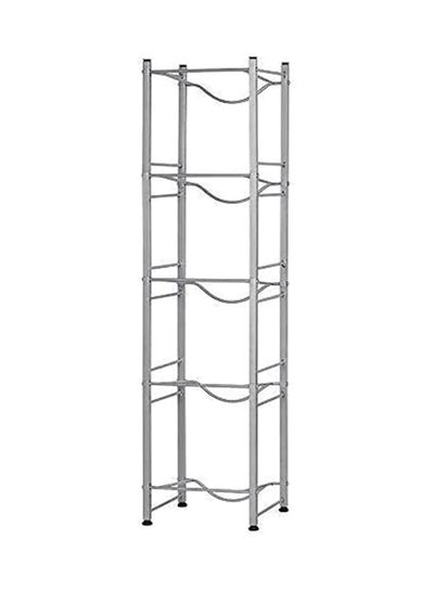 اشتري رف تخزين زجاجات المياه مكون من 5 طبقات فضي 135سم في الامارات