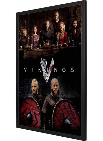 اشتري لوحة فنية لديكور الحائط مزودة بإطار ومزينة بطبعة تُمثل مسلسل "Vikings 3" متعدد الألوان 53x73x2سم في السعودية