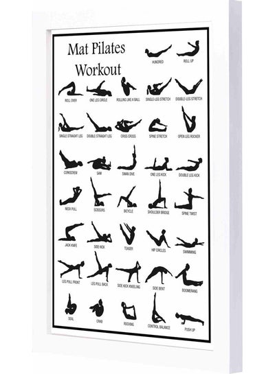 Buy Mat Pilate Workout Themed Decorative Framed Wall Art Painting White 23x33x2cm in Saudi Arabia