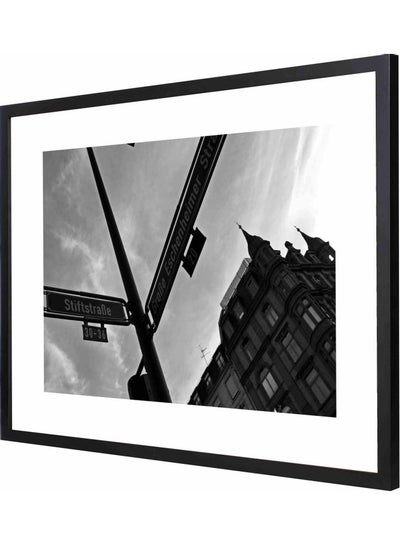 Buy Street Sign Themed Decorative Framed Wall Art Painting Black 53x73cm in Saudi Arabia