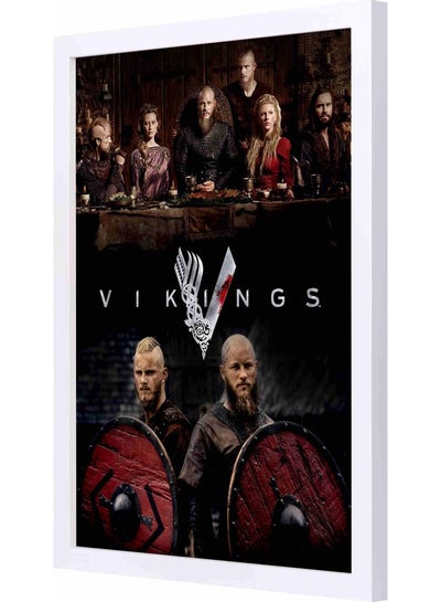 Buy Vikings 3 Themed Framed Wall Art Painting White 33x43x2cm in Saudi Arabia