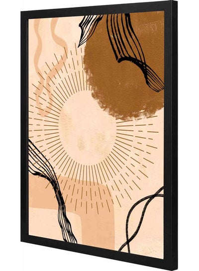 Buy Abstract Large Sun Themed Wall Art  Framed Painting Black 43x53x2cm in Saudi Arabia