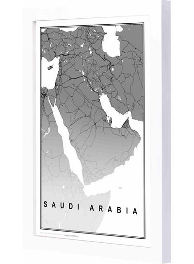 Buy Saudi Arabia Map Painted Framed Wall Painting White 23x33x2cm in Saudi Arabia