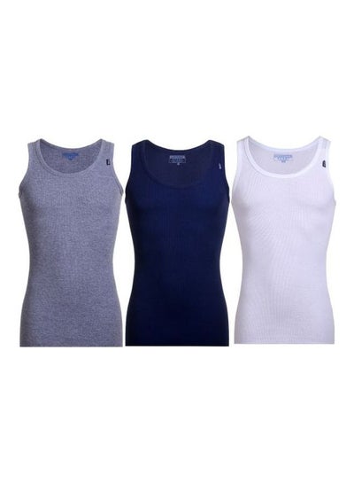 Buy 3-Piece Cotton Sleeveless Tank Top Undershirts Set Multicolour in Egypt