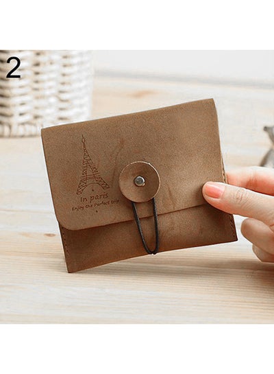 Buy Women's Men's Vintage Eiffel Tower Coin Purse Small Fold Key Pouch Wallet Bag Brown in Saudi Arabia