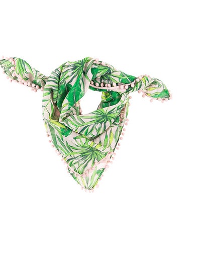 Buy Leaf Print Tassel Scarves Multicolour in UAE