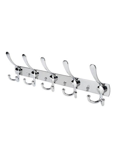 Buy Stainless Steel 5 Hooks Wall Mount Coat Hook Towel Coat Hat Door Hanger Rack silver 20*10*20cm in Saudi Arabia