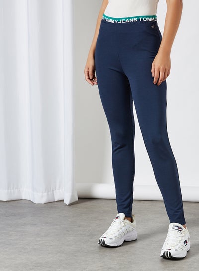 Buy Logo Printed Waistband High Waist Legging Twilight Navy in UAE