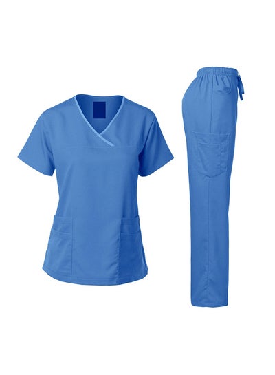 Buy 2-Piece Uniform T-Shirt With Pants Blue in UAE