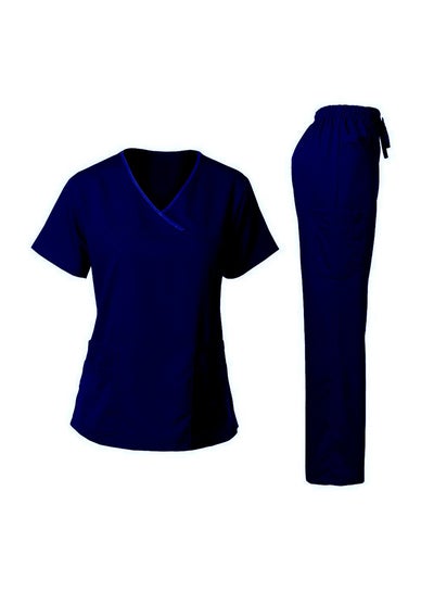 Buy 2-Piece Uniform T-Shirt With Pants Navy Blue in UAE