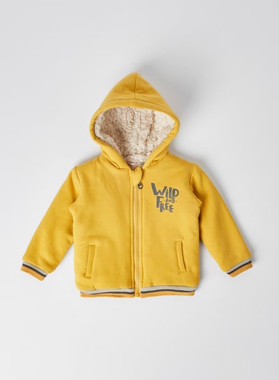Buy Wild And Fire Print Hooded Neck Jackets Yellow in Egypt