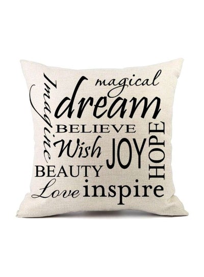 Buy Quote Printed Cushion Cover Beige/Black 45x45cm in UAE