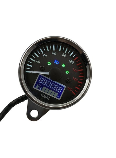 Buy Universal 12V Motorcycle Speedometer LED Digital Tachometer Liquaid Crystal Instrument  Gauge Odometer with Fuel meter Indicator 0-160 KM/H in Saudi Arabia