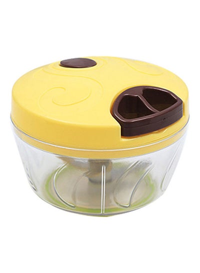 Buy Hand Chopper Manual Rope Food Processor Shredder Salad Maker Garlic Onion Slicer Cutter yellow 13*13*13cm in UAE