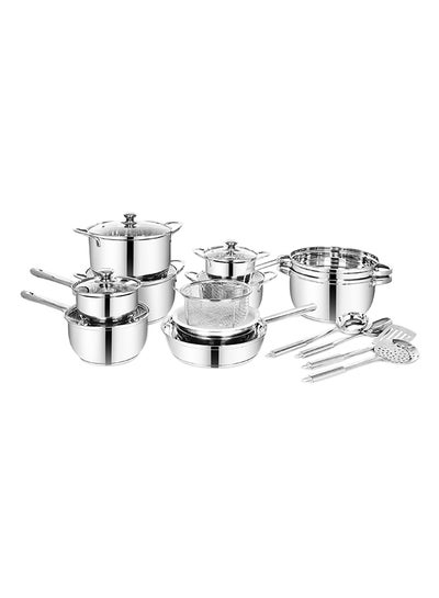 Buy 21 Piece Stainless Steel Cookware Set Silver 21-Piece in UAE