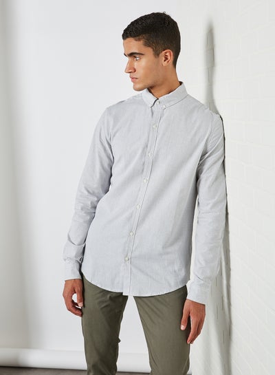 Buy Textured Collared Neck Shirt Grey in Egypt