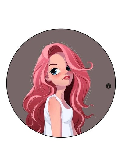 Buy Cartoon Girl Printed Fridge Magnet Pink/White/Grey 5.5cm in Saudi Arabia