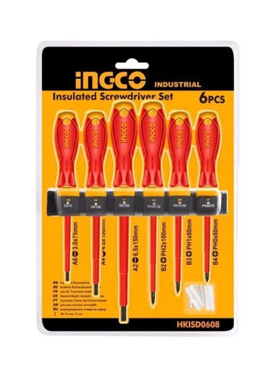 Buy 6-Piece Insulated Screwdriver Set Red/Black SL 3×75, SL 4×100, SL 6.5×150, PH 0×60, PH 1×80, PH 2×100mm in Saudi Arabia