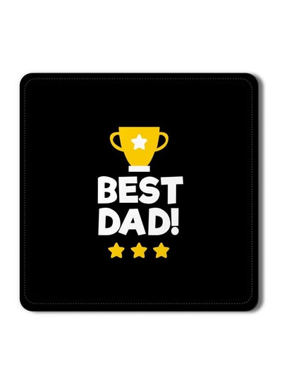 اشتري Best Dad Cup Printed Coaster Black/Yellow/White 3.8x3.8inch في الامارات