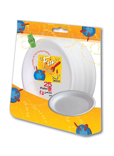 Buy 25 Piece Foam Plate White 7inch in UAE