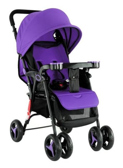 purple and black stroller