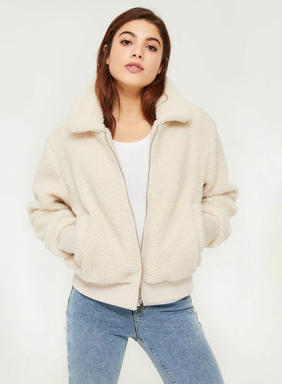 Teddy Sherpa Jackets With Rib Beige price in Saudi Arabia | Noon Saudi ...