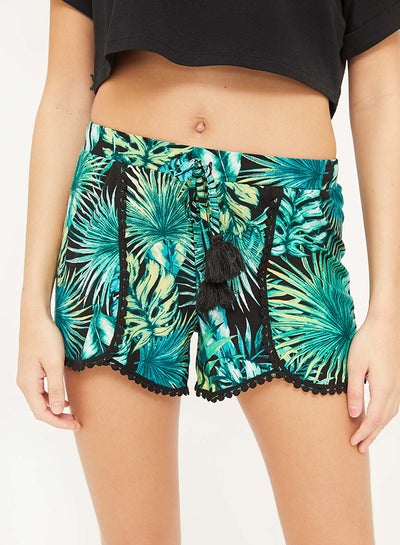 Buy Tulip Hem Shorts Green/Black in Saudi Arabia