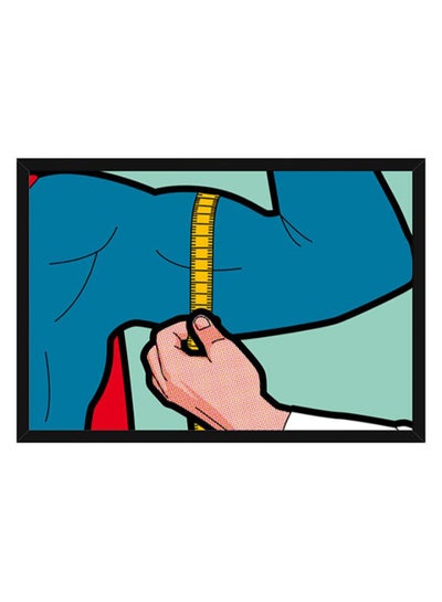 Buy Superman Pop Art Wall Poster With Frame Blue/Yellow/White 55 x 40cm in UAE